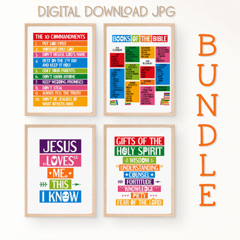 Preview of Christian classroom posters. Bible verses bundle Vol. 72. Rainbow colors