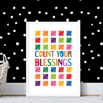 Preview of Christian school math classroom poster. Count your blessings. Colorful design