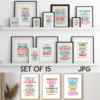 Preview of Christian school posters bundle, set of 15. Printable bible verses for decor