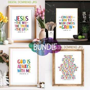 Preview of Christian scripture Bible verses posters bundle Vol. 91. Classroom decor