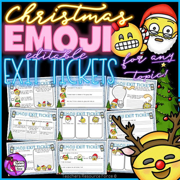 Preview of Christmas Emoji Exit Tickets - Editable (color & black and white included)