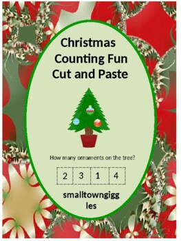 Preview of Christmas Cut and Paste Activities Counting Addition and Subtraction Worksheets