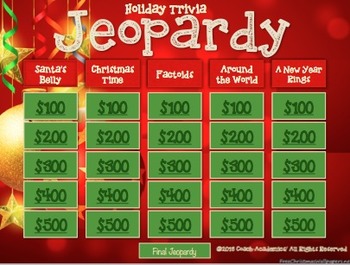 Preview of Christmas Jeopardy