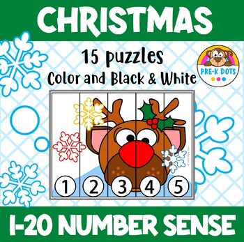 Preview of Christmas 1-20 Number Sequence Stick Puzzles Math Center Preschool and Kinder