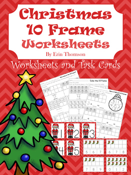 Christmas 10 Frames ~ Worksheets and Task Cards | TpT