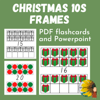 Preview of Christmas 10s Frames PowerPoint & Flash Cards (Presents, Green & Red)