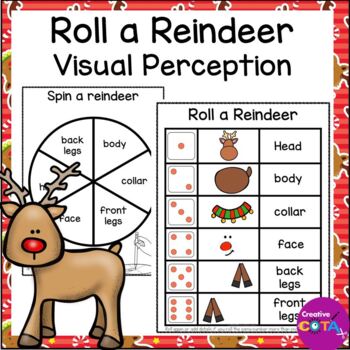 Preview of Occupational Therapy Christmas Math Dice Activities & Craft Draw a Reindeer