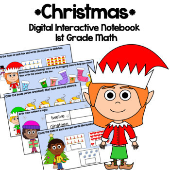 Preview of Christmas 1st Grade Addition Subtraction Google Slides | Math Facts