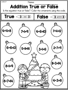 Christmas Math Worksheets (1st Grade) by United Teaching | TpT