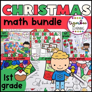 Preview of Christmas 1st grade no prep math bundle