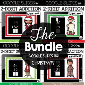 Preview of Christmas 2 Digit Addition & Subtraction with without Regrouping Google Slides™