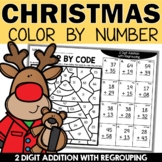 Christmas 2 Digit Addition with Regrouping Coloring Sheets