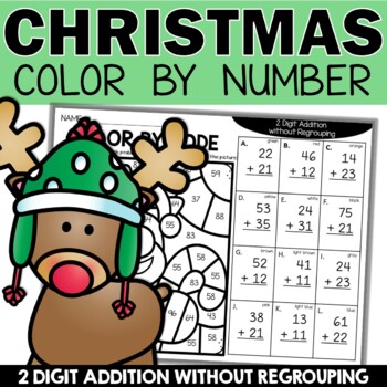 Preview of Christmas 2 Digit Addition without Regrouping Coloring Sheets