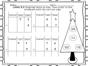 Christmas 2 digit addition Bundle (Levels 1,2,3) by Monkey Lady | TPT