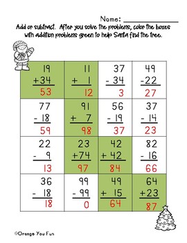 Christmas 2-digit addition and subtraction practice by ORANGE you fun