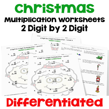 Preview of Christmas 2 digit by 2 digit Multiplication Worksheets