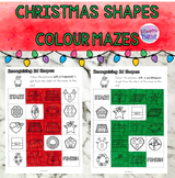 Christmas 2d Shape Identification Colouring Mazes