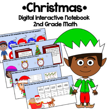 Preview of Christmas 2nd Grade Addition Subtraction Google Slides | Math Facts