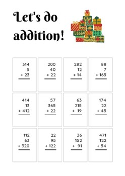 Christmas 3 Digit Math Worksheet by The Academic Daydreamer | TPT