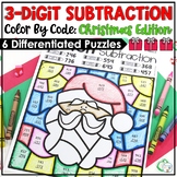 Christmas 3 Digit Subtraction Color by Number Differentiated
