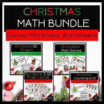 Preview of Christmas 3D Shapes, Counting to 10 Math Worksheets & Puzzles