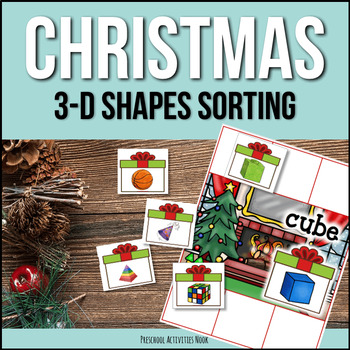 Christmas 3D Shapes Sorting (Geometric Solids) by Preschool Activities Nook