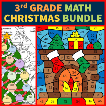 Preview of Christmas NO PREP Printables | Third Grade | Math Skills Review
