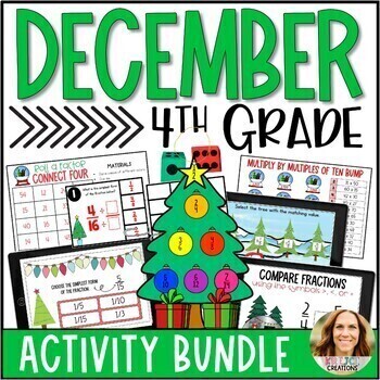 Preview of Christmas Math Activities - 4th Grade Digital and Printable December Centers