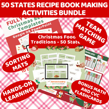 Preview of Christmas 50 States & Editable Recipe Book Template Bundle