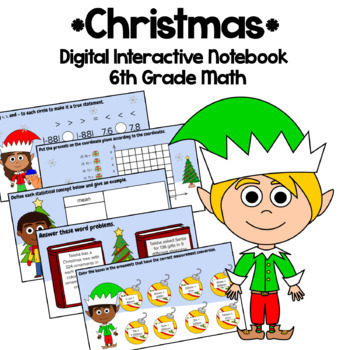 Preview of Christmas 6th Grade Decimals Fractions Geometry Google Slides | Math Facts
