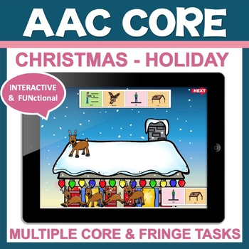 Preview of Christmas AAC Core Vocabulary and Fringe NO PREP Language Building