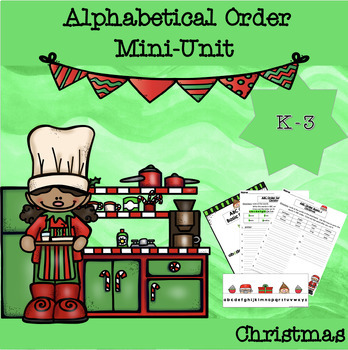 Preview of Christmas ABC Order (Alphabetical) Worksheets, Posters, and Visual Aid Mini Unit