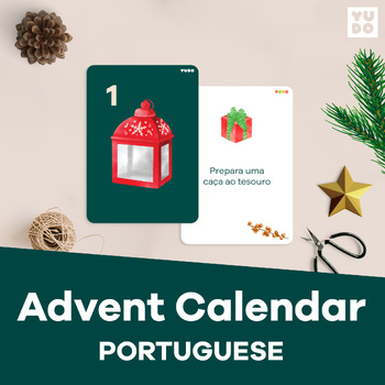 Preview of Christmas ADVENT CALENDAR activity cards for children in Portuguese