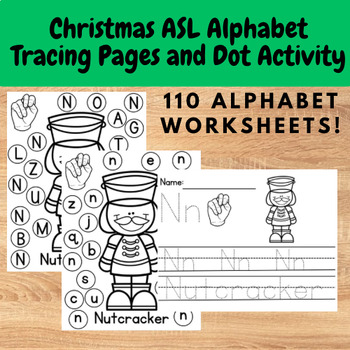 Preview of Christmas ASL Alphabet Dot Marker and Tracing pages