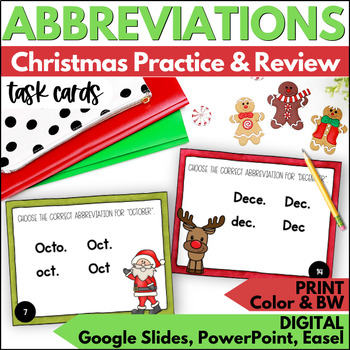 Christmas Abbreviations Task Cards Activities for December | TPT