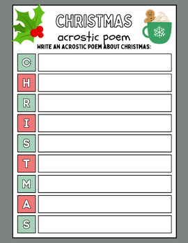 Preview of Christmas Acrostic Poem