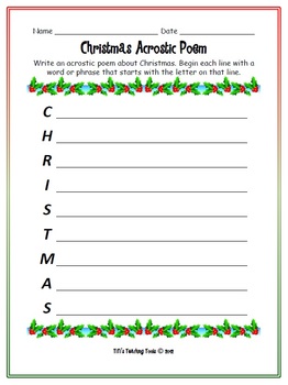 Christmas Acrostic Poem! {Christmas} by TiTi's Teaching Tools | TPT