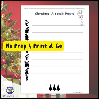 Christmas Acrostic Poem FREEBIE by HappyEdugator | TpT