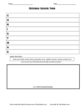 Christmas Acrostic Poem Templates Worksheets Teaching Resources Tpt