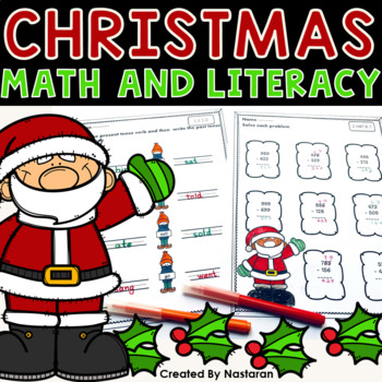 Preview of Christmas Activities 2nd Grade - Math and Literacy Worksheets For Centers