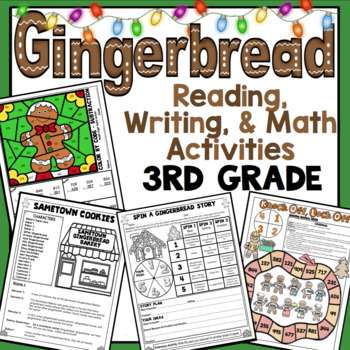 Preview of 3rd Grade Gingerbread Reading, Writing, and Math: Christmas Activities
