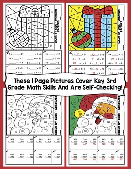 Christmas Activities: 3rd Grade Christmas Math Color By Number by Math Mojo