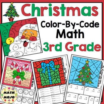 Preview of Christmas Activities: 3rd Grade Christmas Math Color By Number