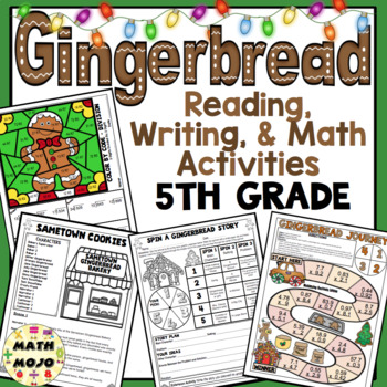 Preview of 5th Grade Gingerbread Reading, Writing, and Math: Christmas Activities