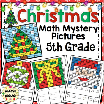 Preview of Christmas Activities: 5th Grade Christmas Math Mystery Pictures