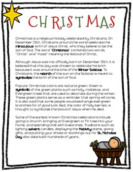 Christmas Reading Comprehension and Bonus Word Search Activity | TpT