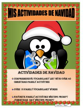 Preview of Christmas Activities- AR/ER/IR Navidad-Writing Prompt -Spanish-Distance Learning