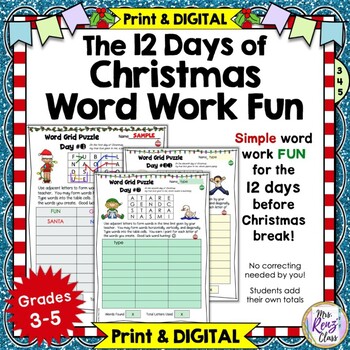 Christmas Activities - Christmas Word Work - 12 Days of Christmas PRINT DIGITAL