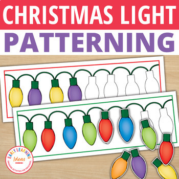 Preview of Printable Christmas Lights Pattern Activity - Light Bulb Coloring Sheet Template