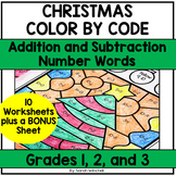 Christmas Coloring Pages Color by Number Math Addition Sub